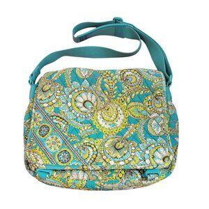 Vera Bradley Messager Bag Peacock Teal, Blue & Green Cross Body or Diaper